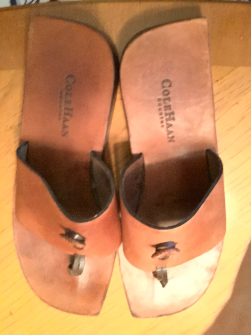 Vintage Cole Haan Brown All-Leather Thong Slide Sandals size 9